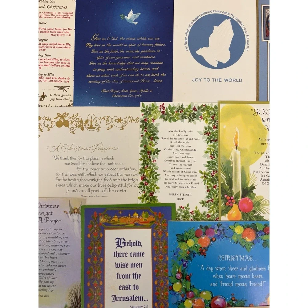 Vintage Christmas Cards Fronts ONLY Bible  Verses More Scrapbooking Crafts 50+